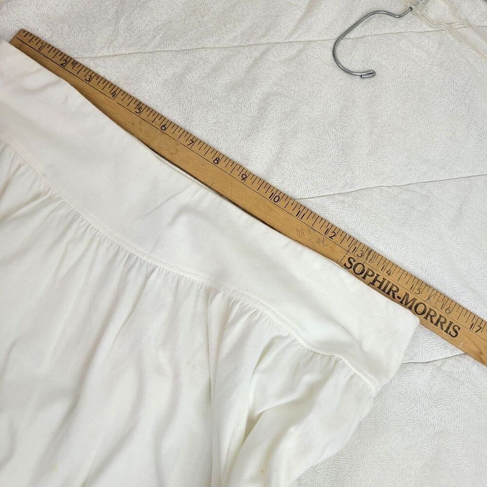 Talbots 100% cotton white flare skirt black embroidery elastic waist M boho - Picture 4 of 10